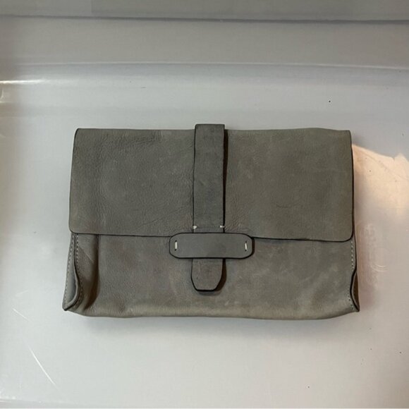 GAP Gray Clutch Suede Leather Wristlet - Picture 1 of 8